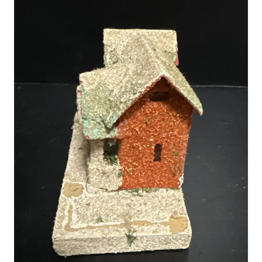Putz House Japan Christmas Cardboard Glitter House Vintage Decor Building Japan